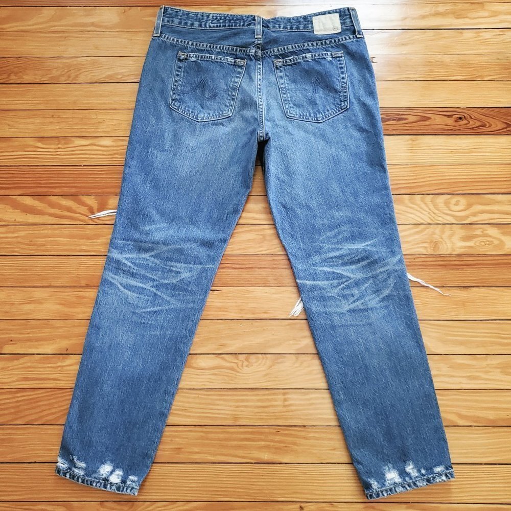 Ag The Beau Slouchy Skinny Distressed Destroyed Ripped Jeans 100% Cotton Sz 29R - Picture 3 of 16